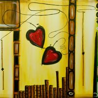  "Two Hearts over the City" - 16"X20" CANVAS PRINT - .75 EDGE