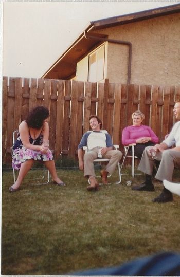 Calgary Alberta CANADA 1985. Me "using that Illinois charm in Dick Caldwell's backyard
