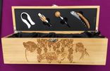 Laser Engraved Bamboo Wine Box with Tools- Aussie