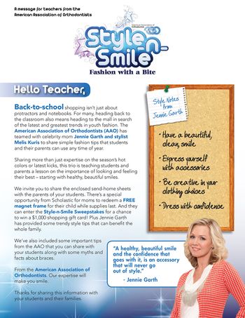 AAO "Style -n- Smile" Teacher Letter
