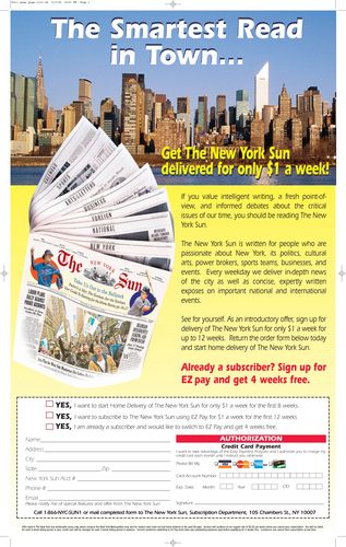 Inhouse Cirlculation ad. The New York Sun
