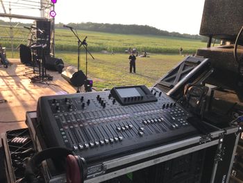 The view from the Front of House mixing engineer's station, Burnside Farm, 5 August 2023.
