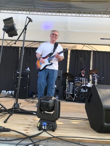 On stage at Burnside Farm, 5 August 2023

