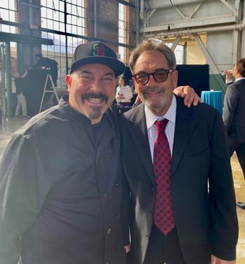 Chef Heath De Fount-Haberlin and Huey Lewis at the Lifehouse Charity Event in Richmond, California.
