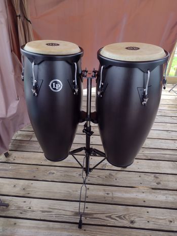 2022 Latin Percussion City Series Congas (10" and 11") in Dark Wood tone
