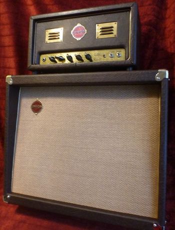 Giant Killer head and matching 2x10" cabinet in faux hide tolex and wicker grill.
