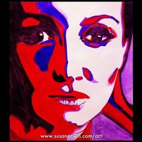 Red & Purple Self Portrait - Signed Original Watercolor