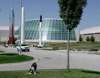 Moxie catching crickets at the Strategic Air&Space Museum in Nebraska
