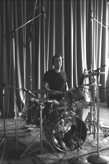 A musical zen moment for drummer Jeff Bennison during recording @ Water Music.
