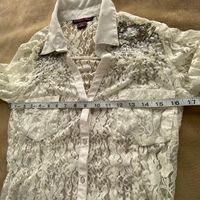 Rock & Roll Cowgirl White Stretch Lace Top SZ M