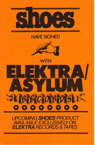 May 1979 postcard sent to Shoes Fan Club members announcing the band's signing to Elektra Records.

