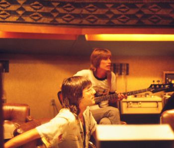 John with one of his 1976 Gibson Thunderbird basses, in the control room with Hernan Rojas, at United Western Studio A.
