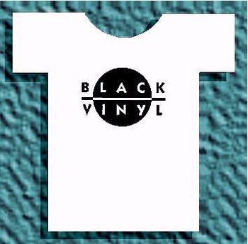 T-shirt of the Black Vinyl Records Special Projects logo used for the "As-Is" CD release.

