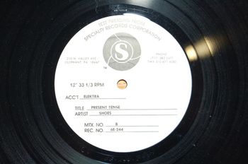 Label from Side B of the "Present Tense" test pressing.
