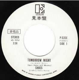 Label for "Tomorrow Night" the second Japanese single in 1979, b/w "Cruel You".
