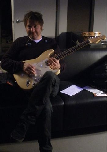 John Richardson takes a breather with Jeff's 1988 Fender American Standard Strat.
