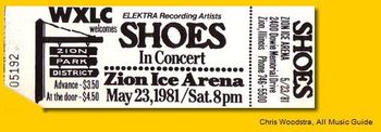 Concert ticket for the 5/23/1981 gig in Zion, IL where the "Shoes On Ice" recordings were made.
