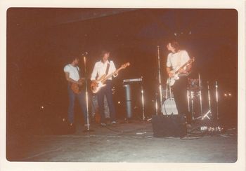 Another shot of Shoes playing their first gig with Skip as drummer in Dwight, IL in the fall of 1976.
