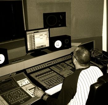 Recording vocals at Carlos Vives' Studio with David Mazzarri. Miami 2009
