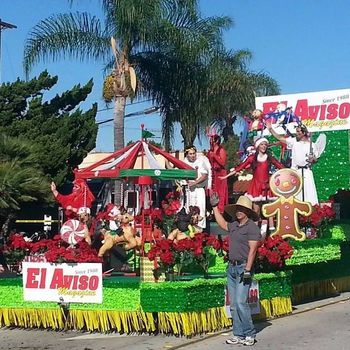 Sidow Sobrino on a float during Huntington Park, CA Christmas Parade
