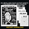 80's Metal Kids Activity Pages Set #6