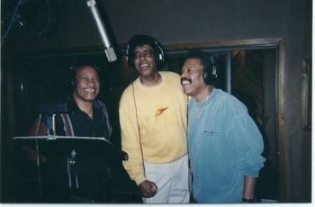 Three Amigos Maurice Williams, Clifford Curry and Billy Scott in the studio recording a song together many years ago.
