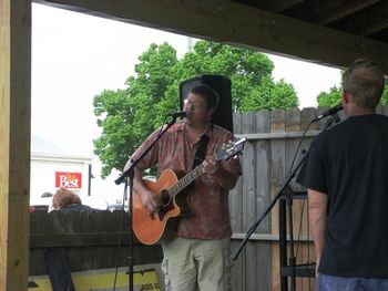 Love the outdoors -- Playing an afternoon patio show at Chops Old Bank in Waukee, spring 2011.
