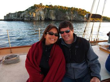 My biggest fan -- Music and relationships often don't mix, but Shannon's been with me over 30 years. Shown here on a sunset cruise off the coast of Maine for our 20th anniversary trip in September, 2007.
