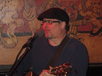 Workin' it at the 'Wood -- The second Tuesday of every month is my turn to grace the stage at Des Moines' living room, the world-famous Greenwood Lounge.  This is from my February, 2020 show.
