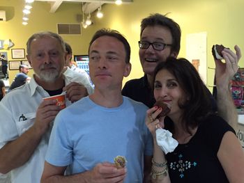 Sean Smith, Eric Comstock, Barbara Fasano, and a friend eating ice cream
