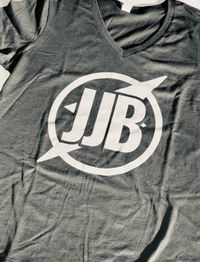 V-Neck Ladies Black T-Shirt with Charcoal Grey JJB