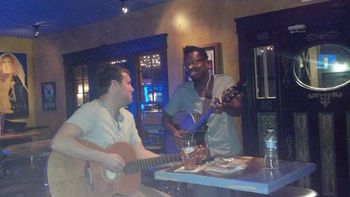 Sharing licks with one of my favorite Nashville songwriters, Jamie Morgan, at Taps summer 2012
