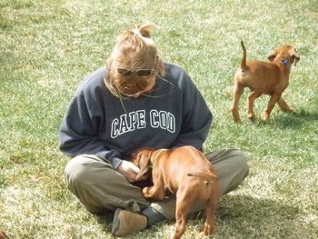 Puppies with Aunt Kathy in CO - March 2012
