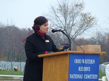 Maria E. Garza, Director at the Ohio Western Reserve National Cemetery with introductory remarks.
