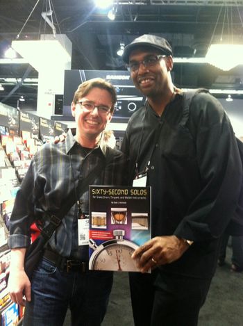 with bass legend Gerald Veasley, checking out my new book.
