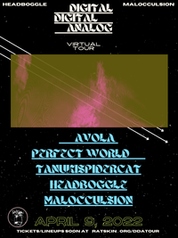 DDA TOUR - APRIL 9 - AVOLA,  PERFECT WORLD, HEADBOGGLE, MALOCCULSION, TANUKISPIDECAT