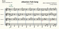 Albanian Folk Song for Guitar Quartet - Full Score