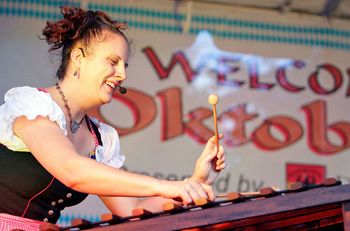 Playing the Holzern G'lachter (Bavarian Xylophone) at Deutsches Haus Oktoberfest in Kenner, Louisiana.  Photo by Brett Duke from the New Orleans Times Picayune.
