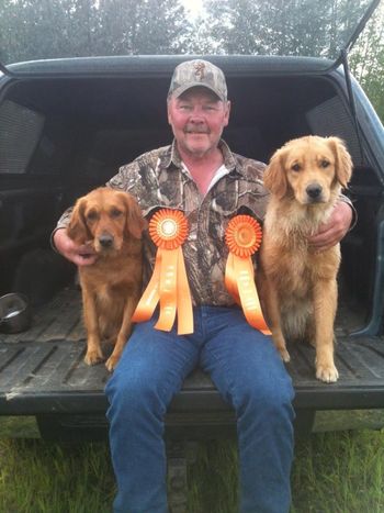 Tailgate party for Maggie's first AKC Junior Hunt test leg and Kate's JH title
