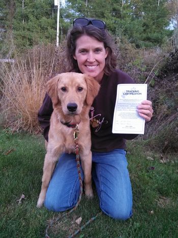 Patti & puppy (6 months) Quest pass tracking certification!
