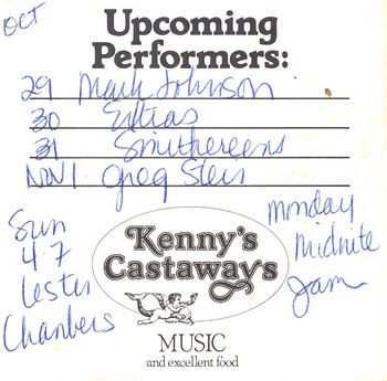 Tent card from Kenny's Castaways
