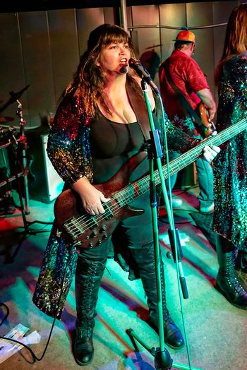 Barb Ussery is our bassist and vocalist. Her solid thumping locks in the groove, and when she backs up Eli and Danielle with powerful harmonies, watch out! Photo credit: Susan R. Bailey-Estes