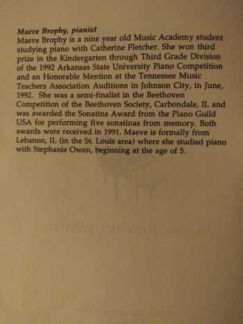Recital, 1992, age 9
