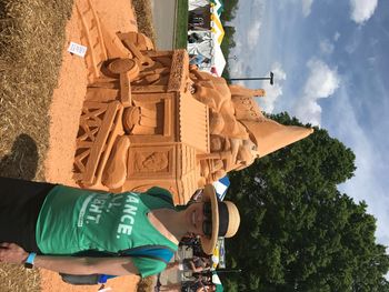 Christina and the sand sculpture

