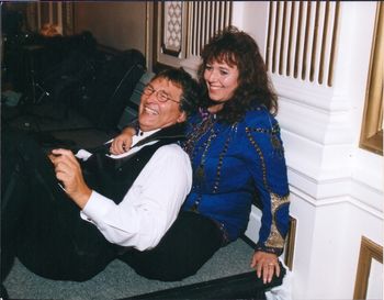 HAPPY ME! Patti Lyles, my wife and me waiting to start a gig at Fairmont San Francisco in the Gold Room.
