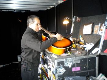 Joe Lopez helping out KB: changing strings for the BOSS
