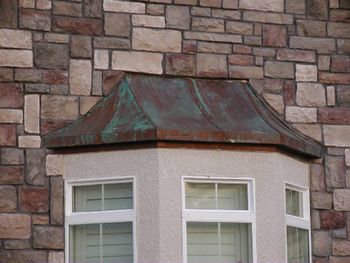 Copper Bay Window Cover with Washed Verde Green Patina / Location: Fresno, CA
