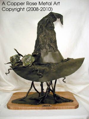 "Bruja de Acero" - Witch Hat Welded Steel Sculpture by A Copper Rose Metal Art
