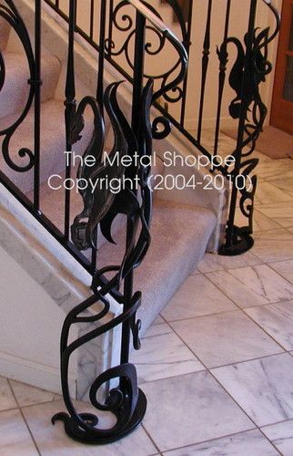 Custom Forged and Fabricated Stair Railing with Dragon Features 2
