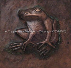 Chased Copper Frog - 6" x 6" tile for doorbell plate / Location: Fresno, CA

